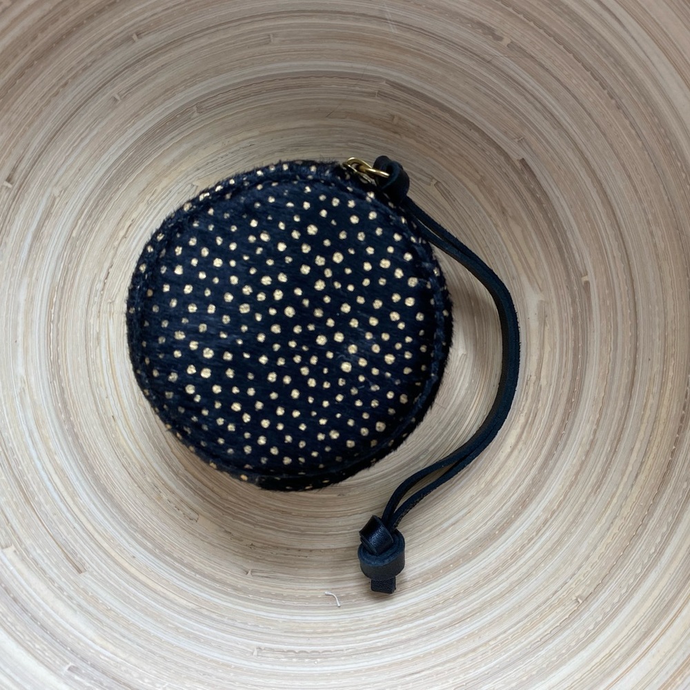 NWT Madewell Mini Circle Pouch in Metallic Dot
